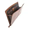 Genuine Leather Portfolio Spiral Zippered Folder Briefcase file folder with handle