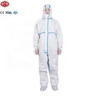 Water-proof blue disposable hooded protective coverall clothing with tape for men for sale