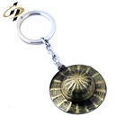Wholesale zinc alloy metal antique brass straw hat keychain for One Piece
