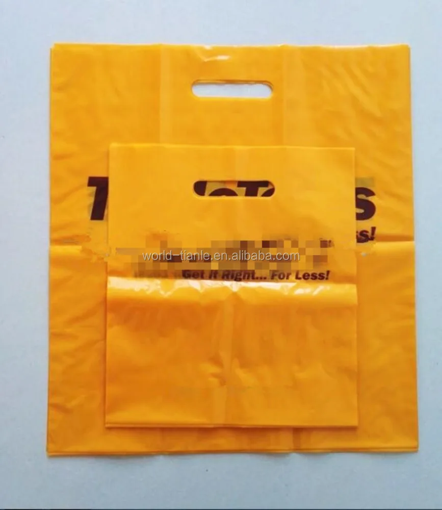 China supply cheap die cut handle plastic shopping clothes packaging bag