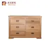 Solid oak furniture wooden antique color wide 6 drawer chest