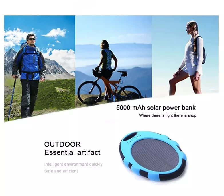 Waterproof mini portable charger slim solar power bank , mobile phone 5000mah battery charging powerbank - ANKUX.COM