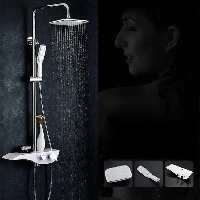 price modern white exposed bath shower mixer set for bathroom