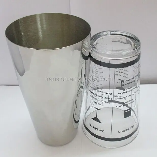 stainless steel weighted cocktail shaker and 1 pint mixing glass