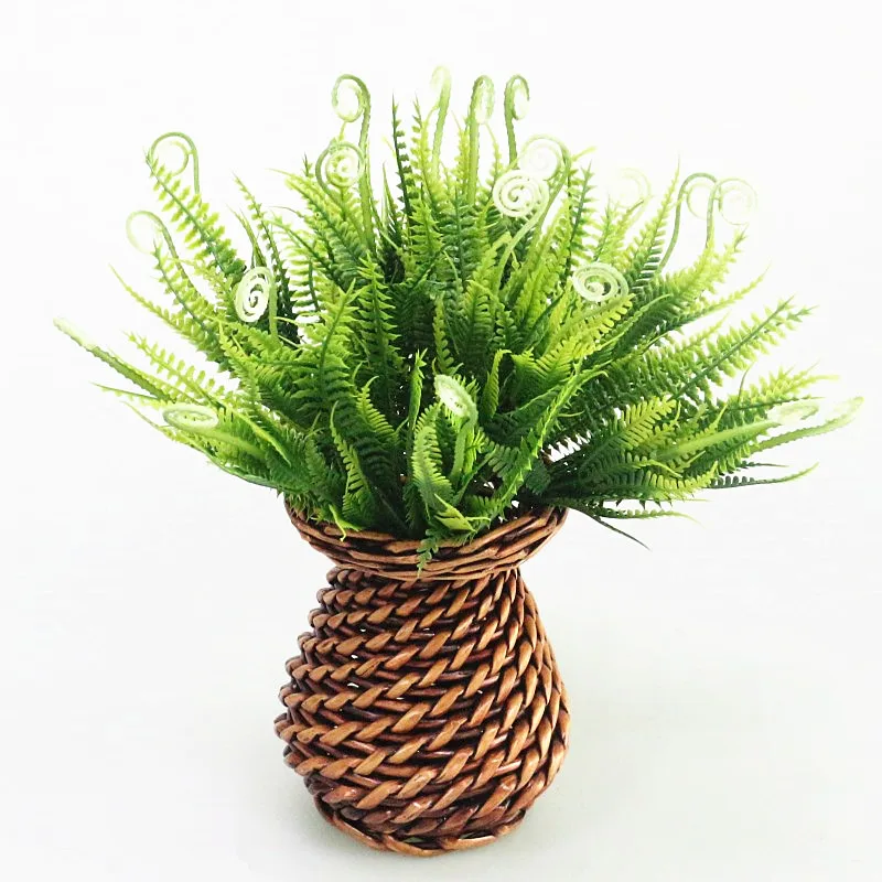 Flone Artificial Plastic Fern Grass Green Leaf Branch Simulation Flower Decorative For Wedding Party Room Decoration Art (2)