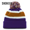 Wholesale 100% Acrylic Custom Logo Knitted designer church wo's knit cap beanie top fur ball winter hat with pom