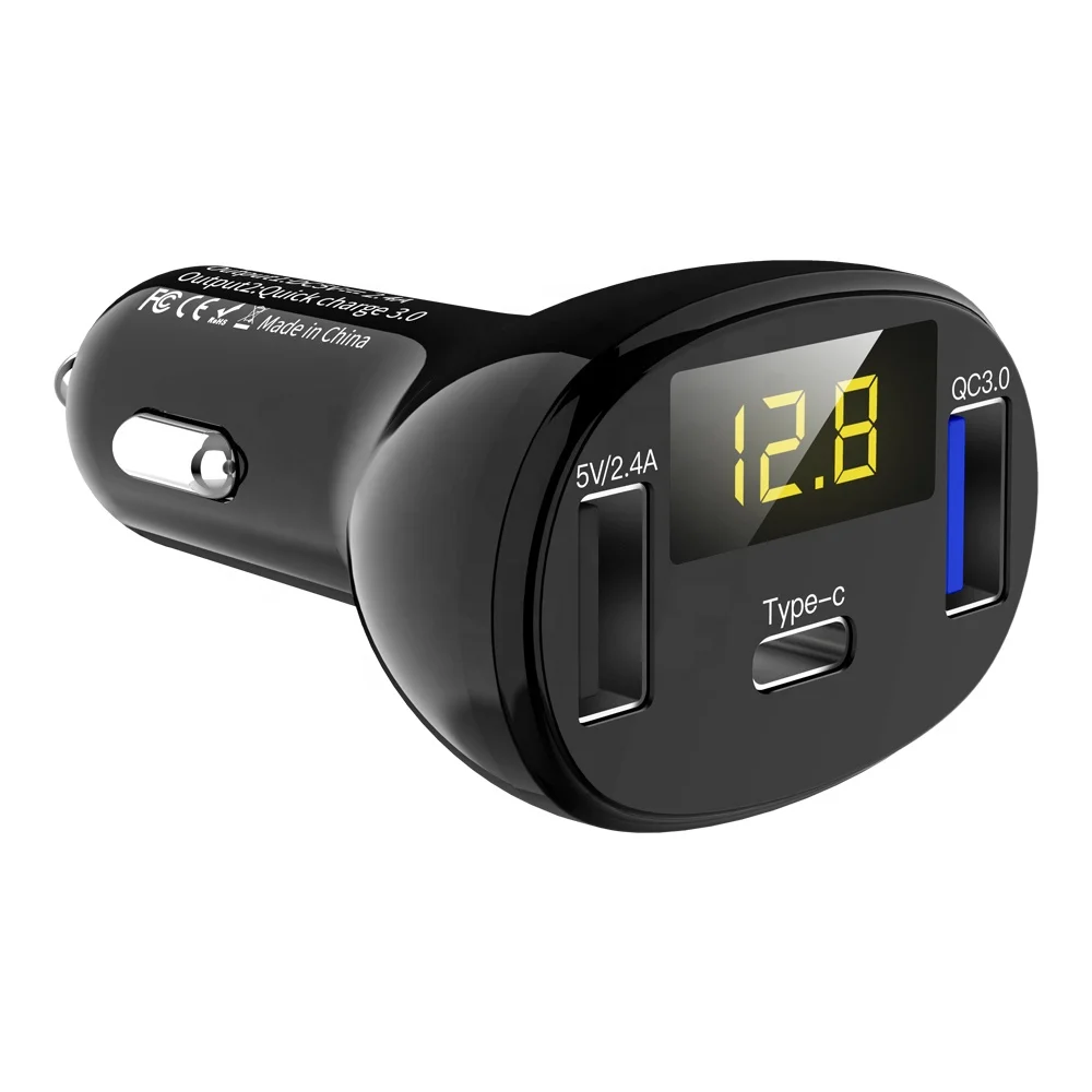 New Item Quick Charge QC 3.0 and Type C with LED Display C02 Dual Charging Port Fast Car Charger, Black
New Item Quick Charge QC 3.0 and Type C with LED Display C02 Dual Charging Port Fast Car Charger, Black