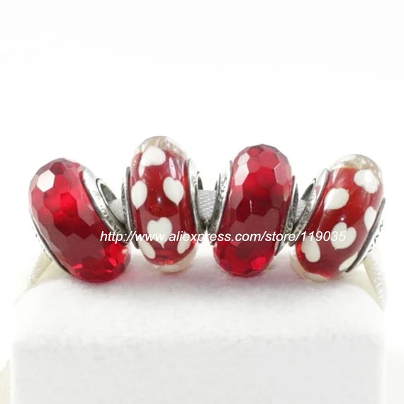 S925 Sterling Silver Faceted Murano Glass Bead Sets with Charm Box Fits European dora Jewelry Bracelets Necklaces & Pendants