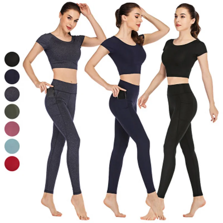 Wholesale gym high waist yoga wear fitness leggings sets for women, As pictures and can be customized
Wholesale gym high waist yoga wear fitness leggings sets for women, As pictures and can be customized