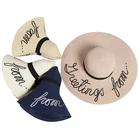 Wholesale Summer Club Craft Women Straw Hats Embroidered Custom Logo Beach Floppy Paper Straw Hats