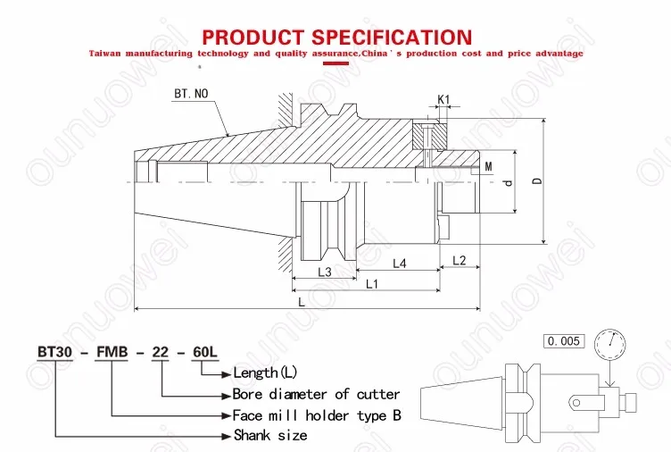 Bt30 Fmb Face Mill Arbor Cnc Arbor Milling Arbors For Cnc Machining