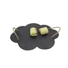 Slate dishes with strong and durable hemp rope handles stone material rectangle black slate sushi boards