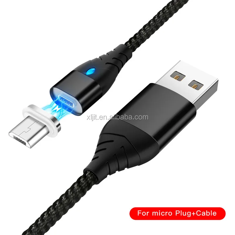 LED QC 3.0 5V 3A Magnetic Micro USB Type C Cable For iPhone 1M Fast Data Sync Charging Phone Magnet Cable Charger - ANKUX.COM