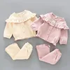 Wholesale new spring and autumn long sleeve pink&yellow baby set girls clothing sets