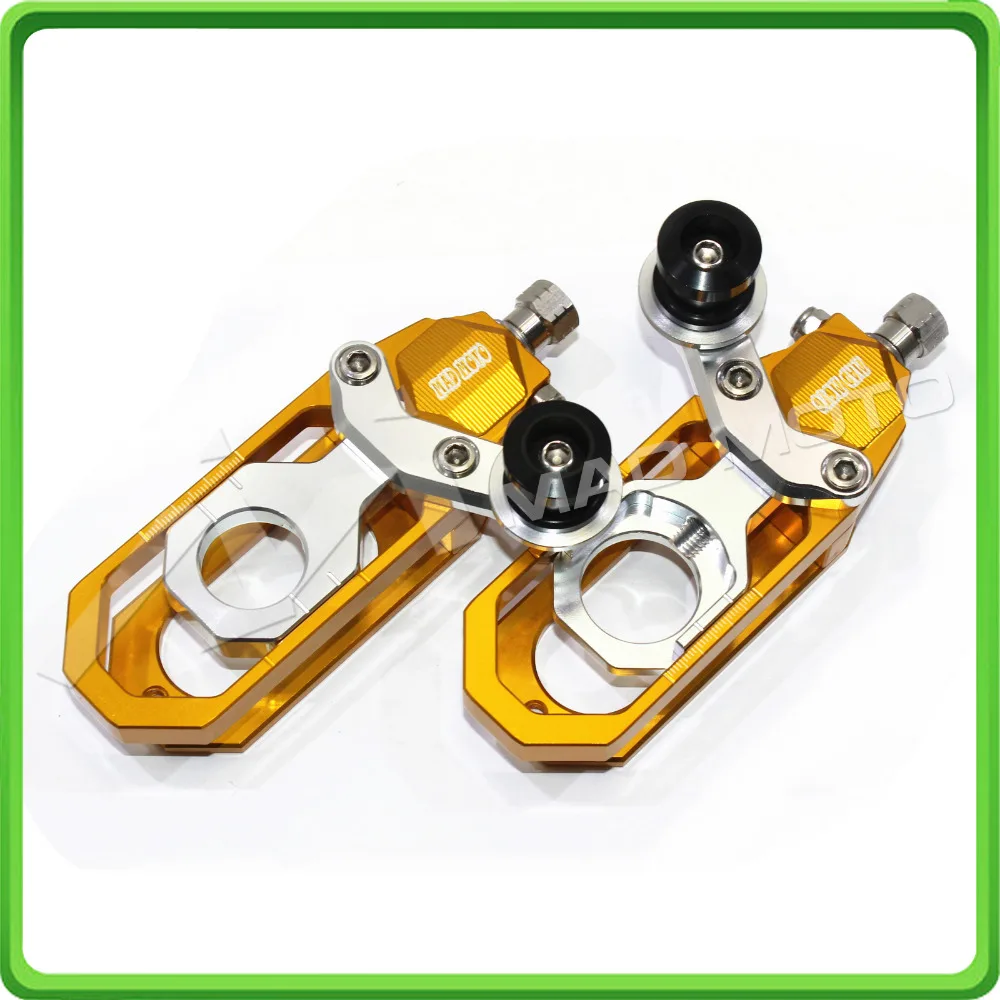 Motorcycle Chain Tensioner Adjuster with bobbins kit for Yamaha R6 YZF-R6 2011 2012 2013 2014 2015 2016 Gold&Silver (5)