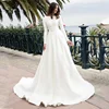 Vintage Beaded Satin Wedding Dress Modest Long Sleeve A-Line Bridal Gown Traditional Western Wedding Dresses 2019