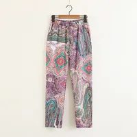 Lace up elastic waist fashion floral printed slim fit fashion summer pants for woman
Lace up elastic waist fashion floral printed slim fit fashion summer pants for woman