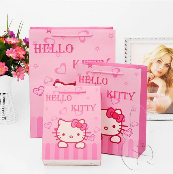 pink cute heart shape small paper gift bag for girl