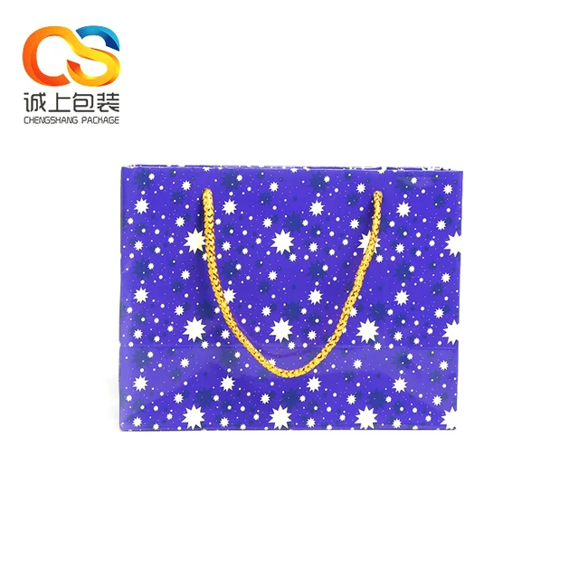 cheap stars decoration purple gift bag custom printed paper bag