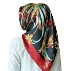 Low MOQ turkish printed hijab muslim women satin head scarf