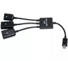 Micro usb to double USB 2.0 A female hub otg cable adapter