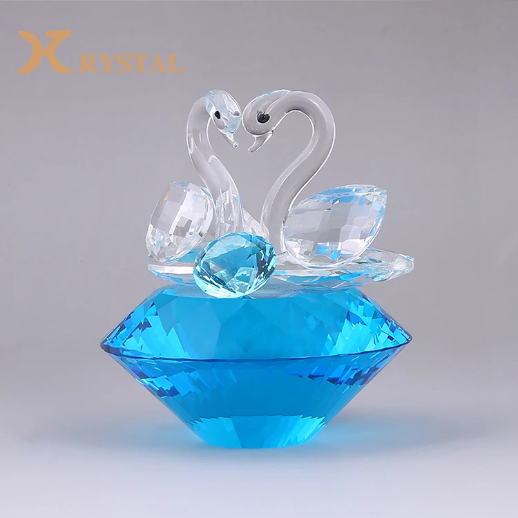 2019 decorative crystal glass animal sculpture swan for wedding