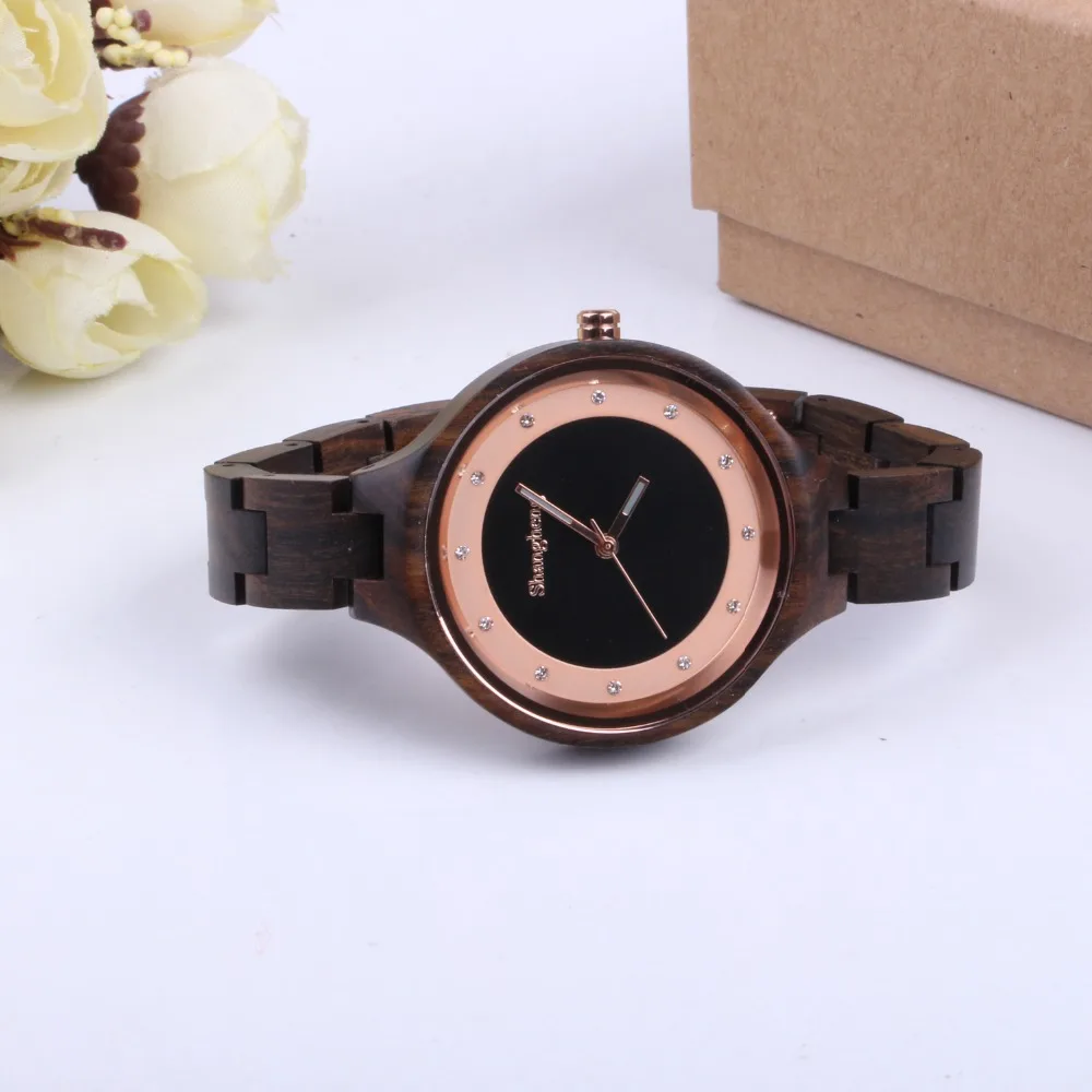 SHANGHENG new arrival quality luxury brand watch natural wooden watch with customized logo