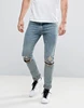 Latest design impact zipper new style man ripped jeans with knee zipper design men jeans suppliers wholesale china 2019