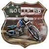 Rustic Style Moto 66 Road Wood & Iron Sculpture Acrylic Oil Paintings 3D Wall Art decor for home hotel office bar