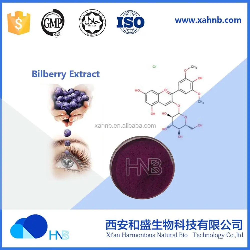 factory supply bilberry extract anthocyanins powder cas no.