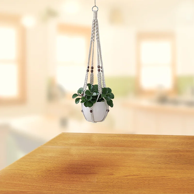 Wholesale Home Decorative Macrame Plant Hanger Indoor Outdoor Hanging Planter Cotton Rope with Beads, White
Wholesale Home Decorative Macrame Plant Hanger Indoor Outdoor Hanging Planter Cotton Rope with Beads, White