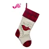 Noel joint plaid Christmas stocking with embroidered red bird