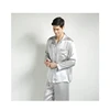 Spring and summer men and women silk couple pajamas silk long-sleeved solid color home service