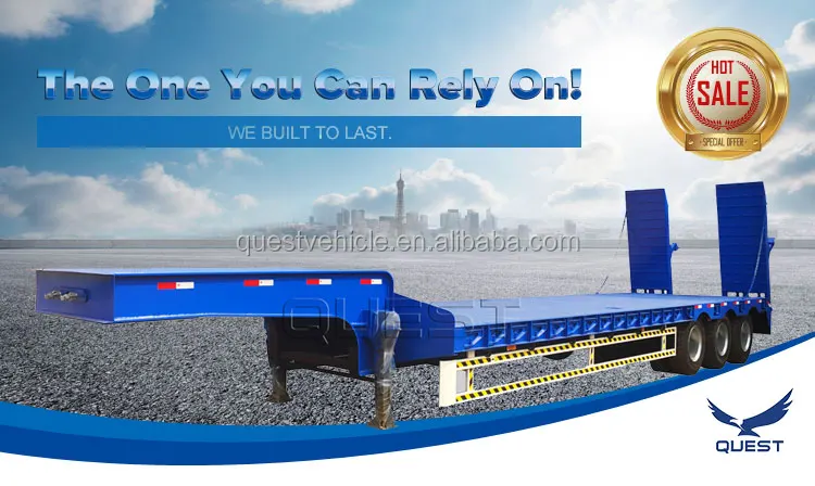 2 Axle 35 40 Ton Lowboy Trailer Widely Used Low Bed Semi Trailer