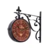 Iron Red Face Roman Numerals with Scroll Wall Mount Round Wall Hanging Clock Home Decor