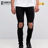 2016 China Wholesale Black Mens Denim Jeans Pants With Ripped Design