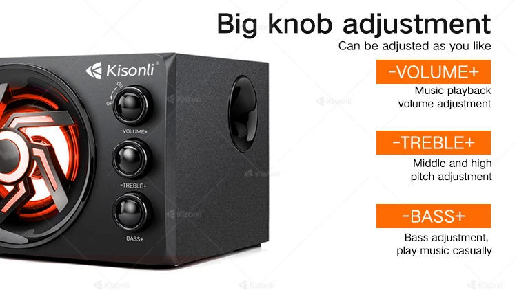Kisonli High Quality Multimedia Digital USB PC Speaker System Bluetooths AC Powered 2.1 - ANKUX.COM