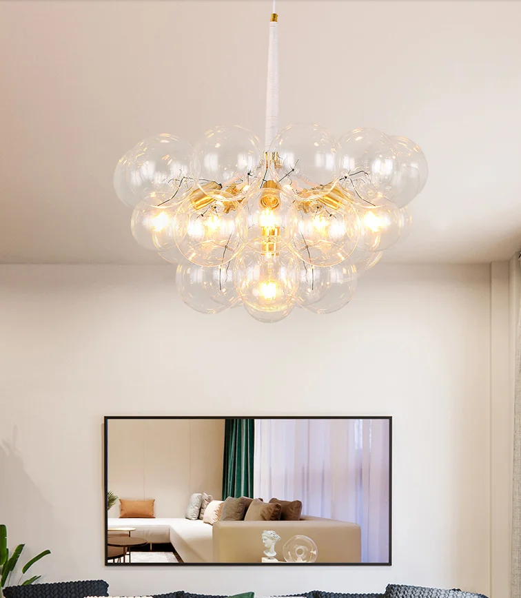 Professional Manufacturer Popular Luxury E27 Glass bubble Modern home pendant Chandeliers lighting