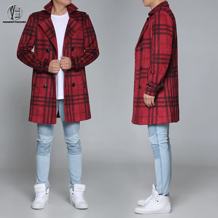 China custom design double breasted buttoning men grid winter coat, Red grid
China custom design double breasted buttoning men grid winter coat, Red grid