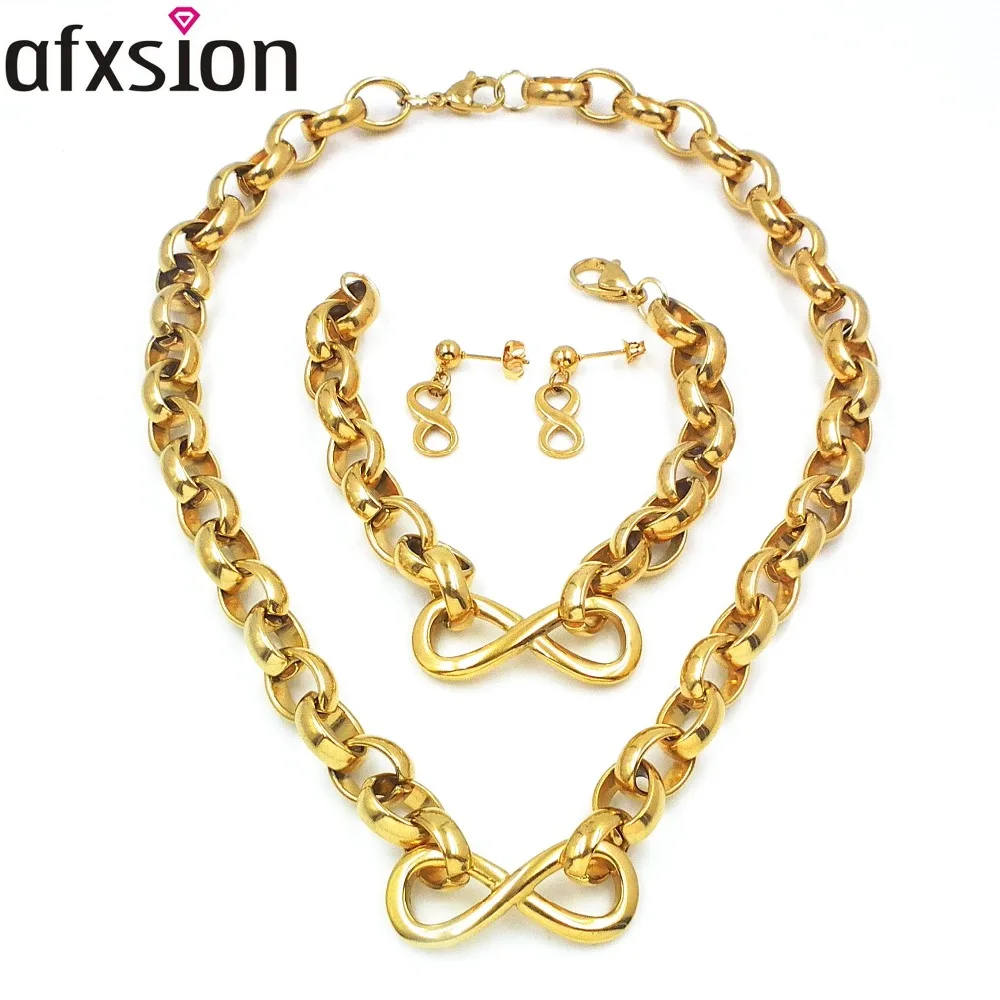 2018 fashion charm 8 shaped necklace earring bracelet stainless steel jewelry set for women, Picture
2018 fashion charm 8 shaped necklace earring bracelet stainless steel jewelry set for women, Picture