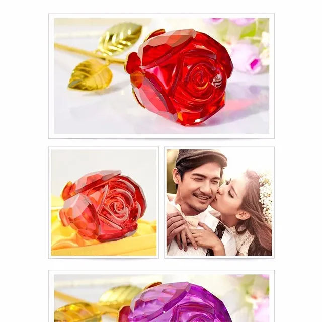 romantic artificial crystal rose flowers valentines day gift