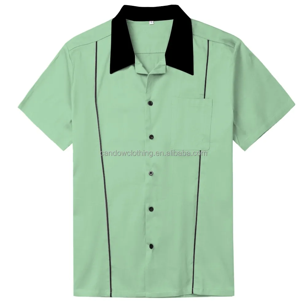 Cheap Short Sleeves Cotton Fishing Shirt Black Piping Designs Vintage Bowling Shirts For Men
Cheap Short Sleeves Cotton Fishing Shirt Black Piping Designs Vintage Bowling Shirts For Men