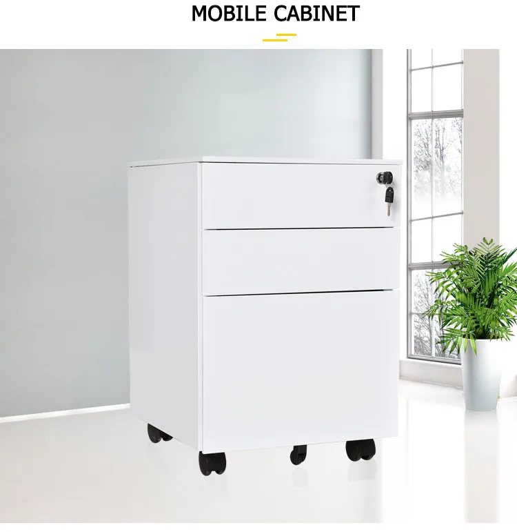 Office furniture and equipment 3 drawers mobile pedestal A4 steel metal cabinet mobile pedestal cabinet