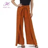 High Elastic Waisted Casual Comfortable Ladies Striped Wide Leg Women Long Pants