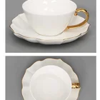 Coffee 200ml Gold Handle Drinkware Set Hot Selling Ceramic Coffee Cup And Saucer With Gold Rim