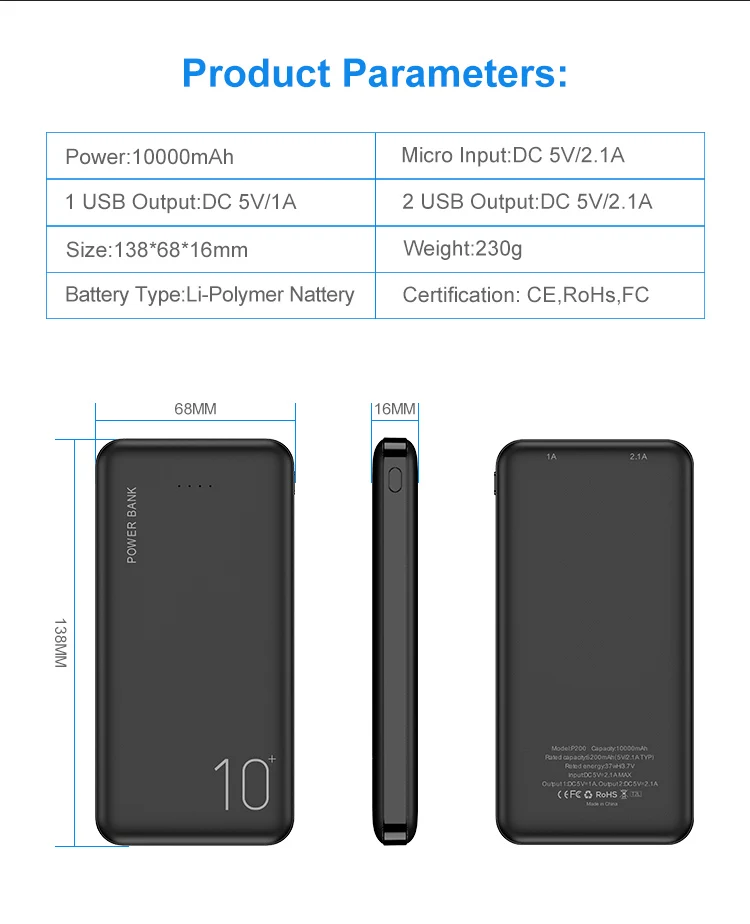 Great Free Shipping RAXFLY Smart Mobile Charger Fc Ce Rohs Slim Portable 10000 Mah Power Bank With Led Display - ANKUX.COM