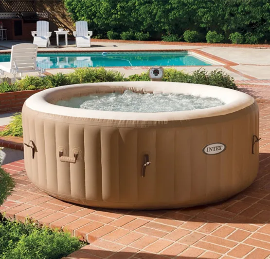 

Intex 28404 4-Person Swim Jacuzzi Outdoor Spa Pool Inflatable Deluxe Heat Bubble Massage Round Jacuzzi Hot Tub, N/a