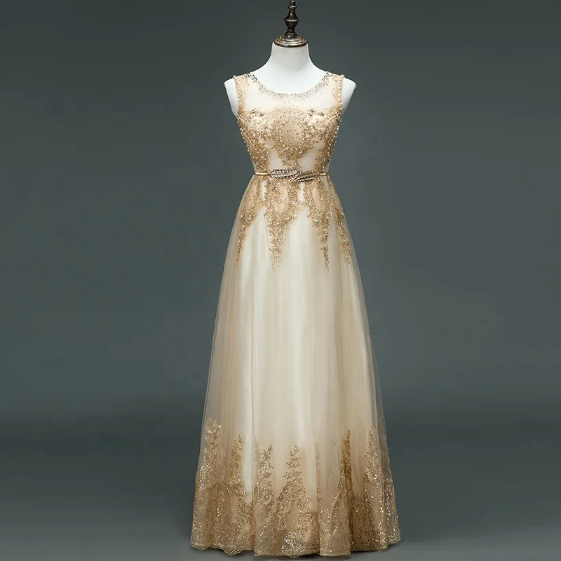 New Style Sleeveless Elegent Champaign Gold Party Chiffon Appliqued Maxi Dresses for Women Evening Long Dress
New Style Sleeveless Elegent Champaign Gold Party Chiffon Appliqued Maxi Dresses for Women Evening Long Dress