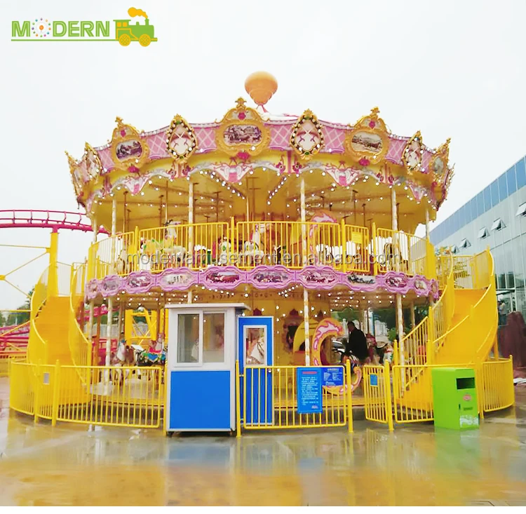 amusement park double decker merry go round carousel