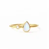 Gold Plated Cubic Zirconia CZ Jewelry 925 Sterling Silver Diamond Pear Cut White Opal Tiny Rings